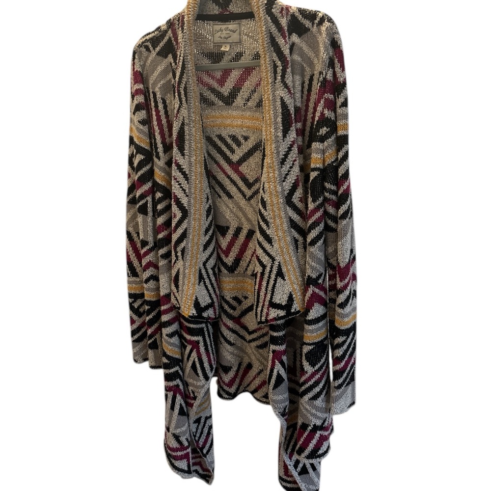 Lucky Brand Patterned Open Front waterfall Sweater